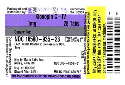 KLONOPIN 1MG LABEL 935.jpg Label Image - KLONOPIN 1MG LABEL 935